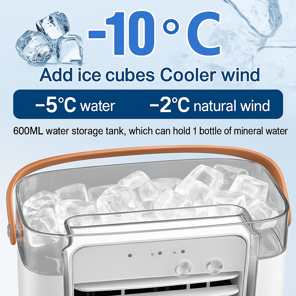 Portable Mini Air Conditioner with LED Night Light for Home & Office