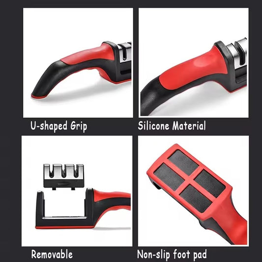3-Stage Knife Sharpener with Anti-Slip Base