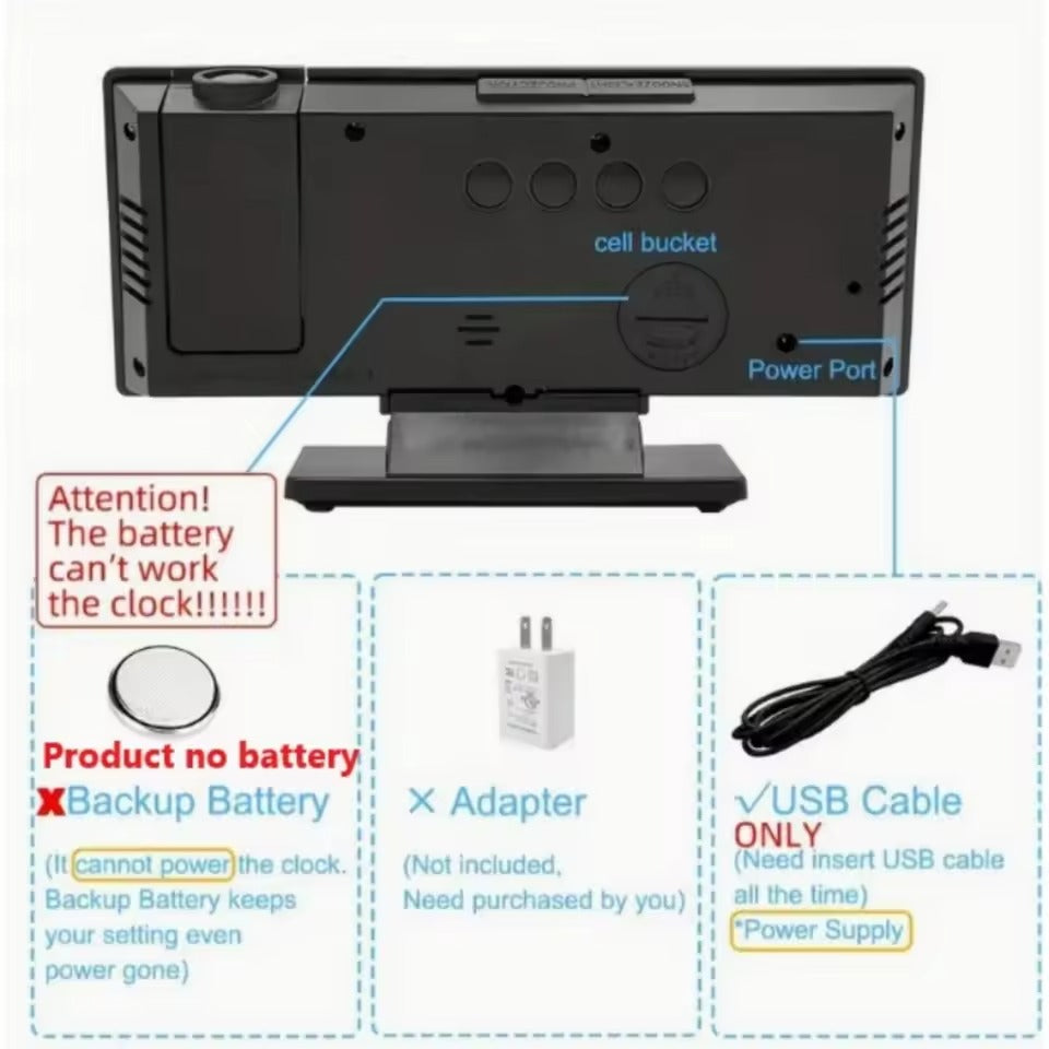 Multifunctional LED Projection Alarm Clock