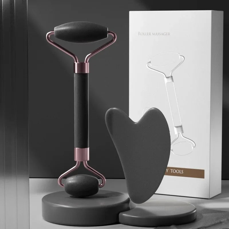 2Pcs Face Massager Roller & Gua Sha Set
