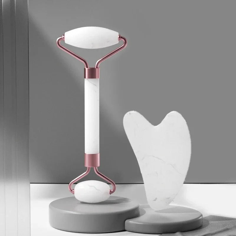 2Pcs Face Massager Roller & Gua Sha Set