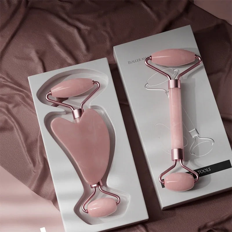 2Pcs Face Massager Roller & Gua Sha Set