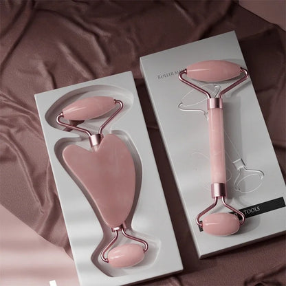 2Pcs Face Massager Roller & Gua Sha Set
