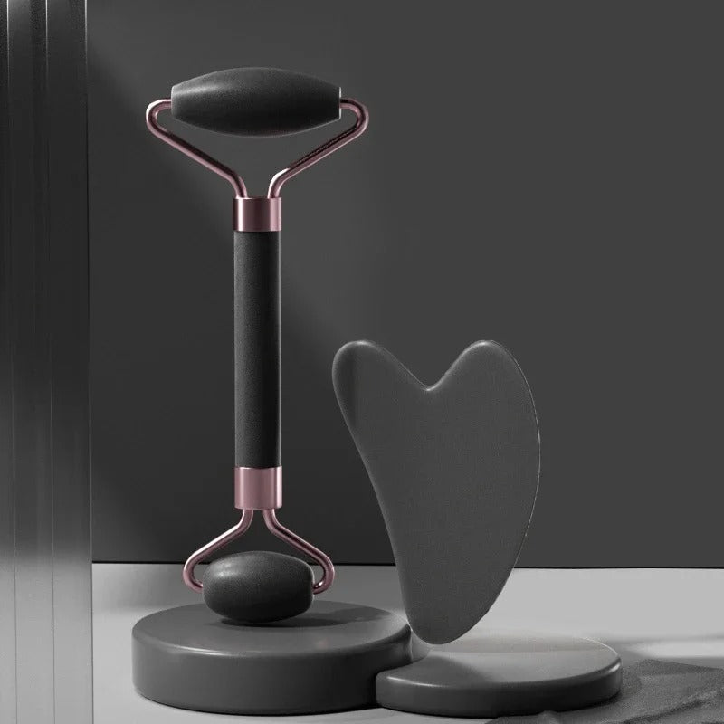 2Pcs Face Massager Roller & Gua Sha Set