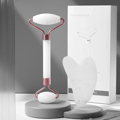 2Pcs Face Massager Roller & Gua Sha Set