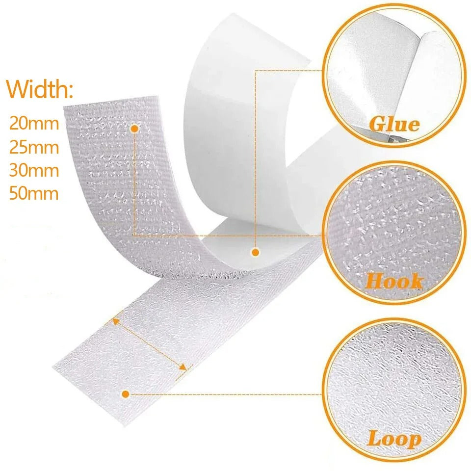 25m Strong Self-Adhesive Hook & Loop Fastener Tape