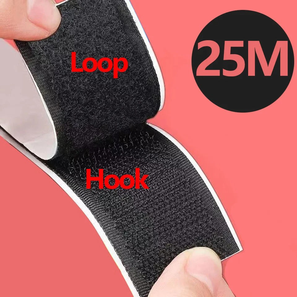 25m Strong Self-Adhesive Hook & Loop Fastener Tape